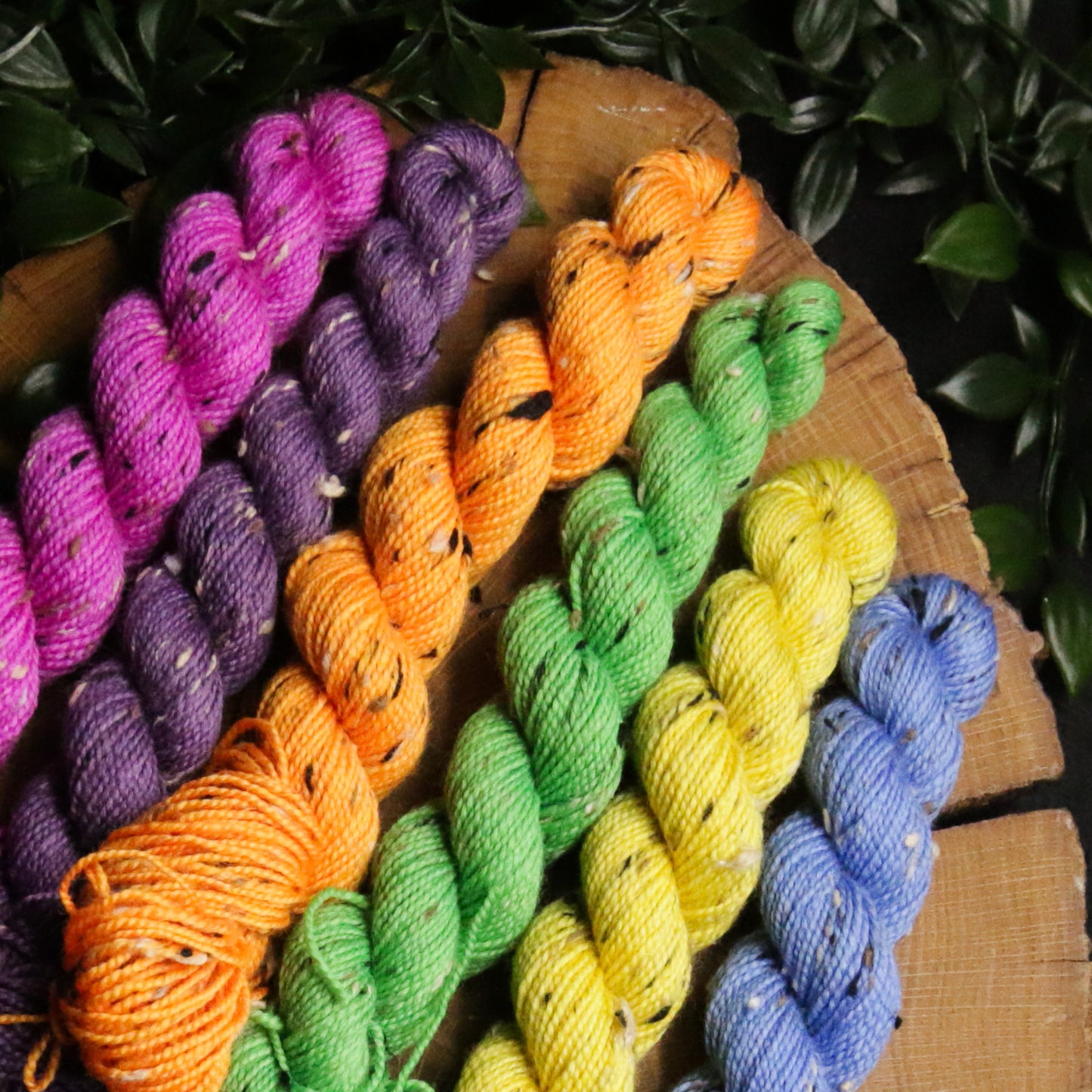 Peekaboo Rainbow - Tweed - Fingering Weight - 10g x 6 Set