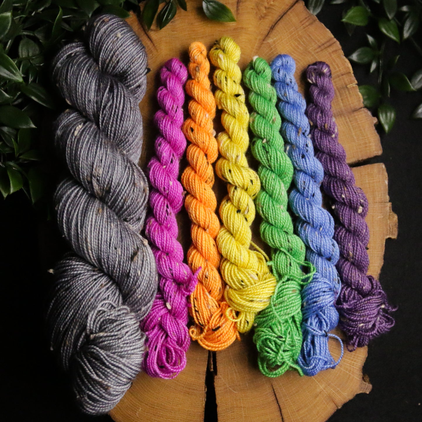 Peekaboo Rainbow - Tweed - Fingering Weight - 100g + 10g set