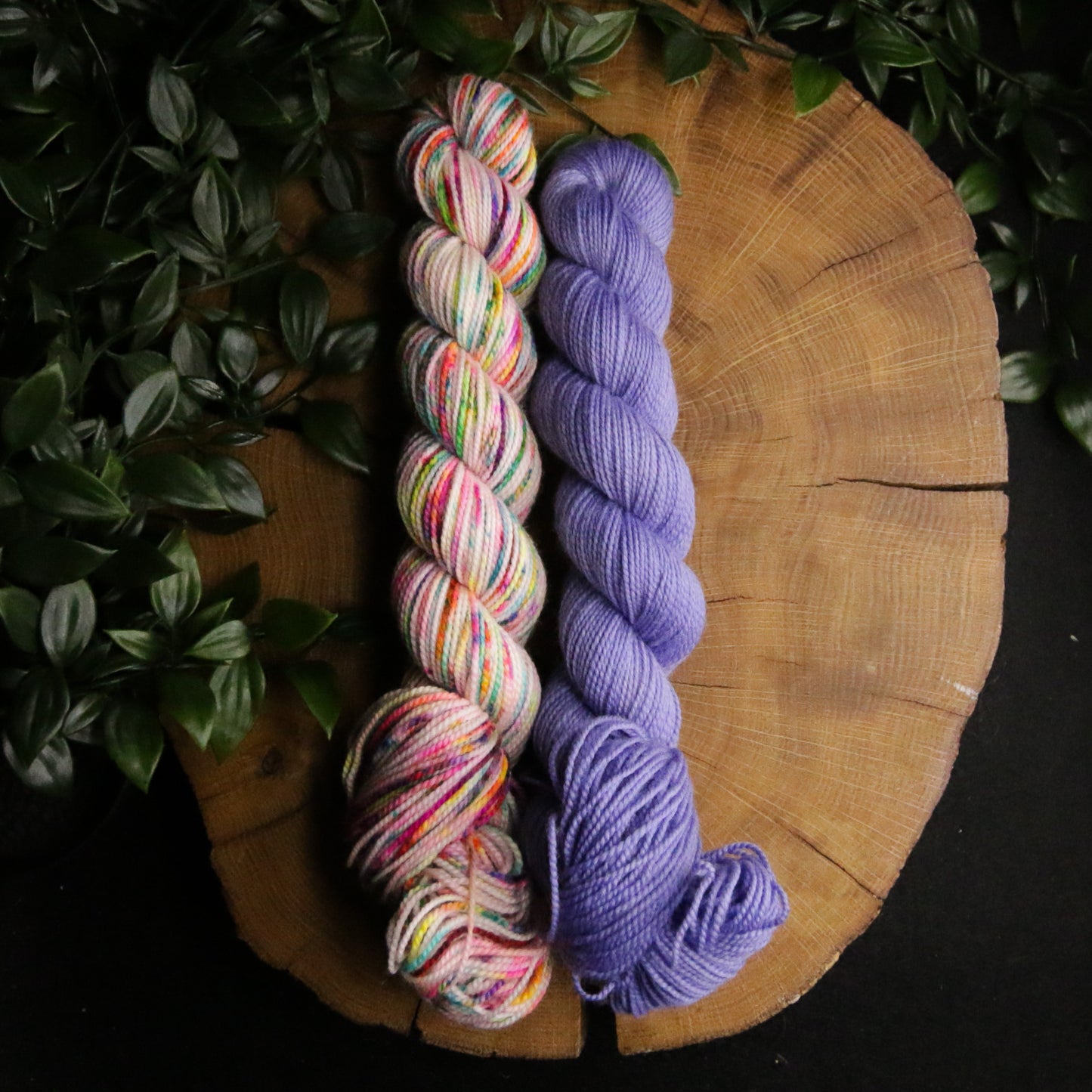Rainbow in the Sky + Wisteria Set (50g) - Soft Sock - Fingering Weight
