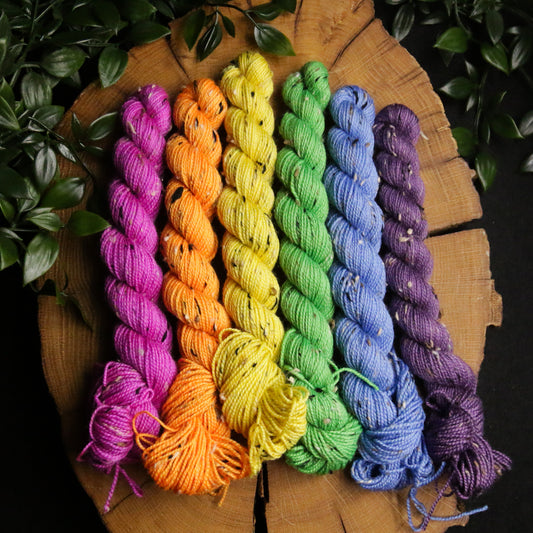 Peekaboo Rainbow - Tweed - Fingering Weight - 20g x 6 set
