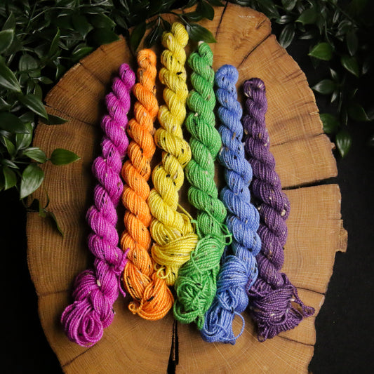 Peekaboo Rainbow - Tweed - Fingering Weight - 10g x 6 Set