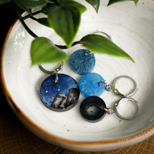 Midnight Mountain - Denim and Rain Fibers - Winter Woodlands Collection