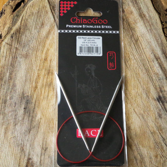 Chiaogoo 16" Circulars - Red Lace Tips